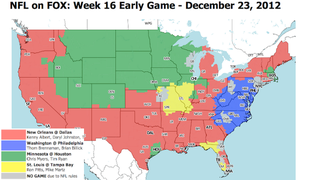 Illustration for article titled Which TV Market Is Getting Screwed This Sunday? An Analysis Of Week 16 NFL Viewing Maps